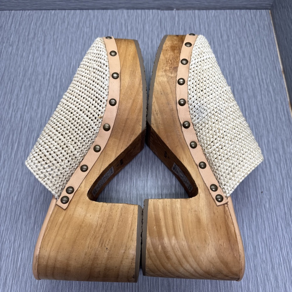 Free People Platform Clog‎ Mules Studded Wooden Heel Slip On Shoes 41 US 10